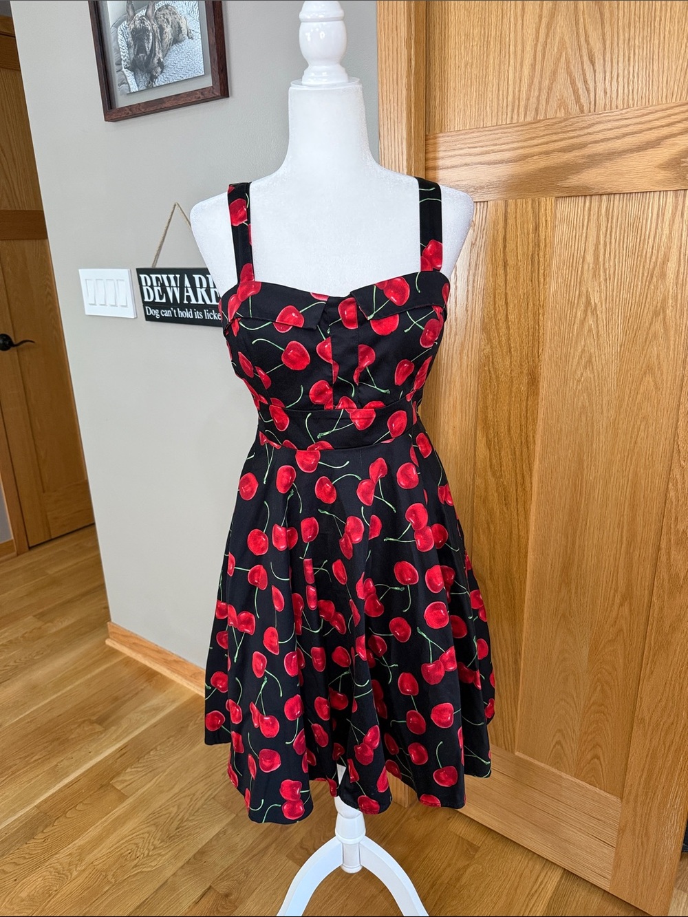 Black Dress with Red Cherry Print by Y&A